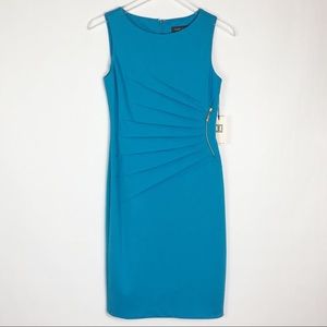 Ivanka Trump Blue Breeze Ruched Sheath Dress